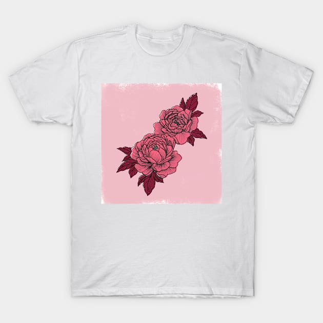 pink peonies T-Shirt by Clara Bedoya